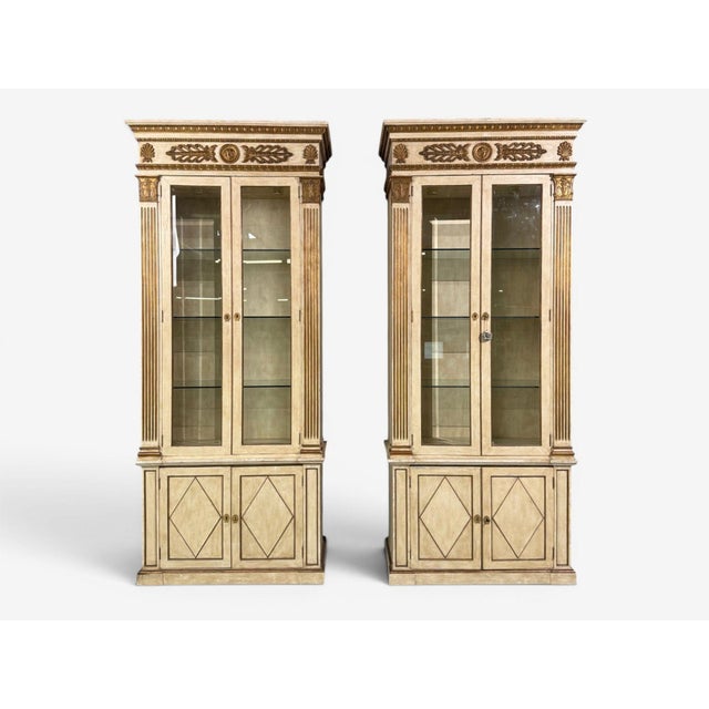 French Regency, Monumental Bookcases, Cream Painted Wood, Gilt, France, 19th C. For Sale - Image 4 of 18