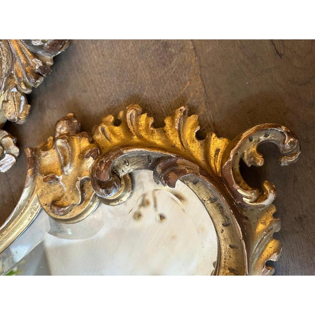 Vintage Italian Gold Giltwood Rococo Mirrors, 1920, Set of 2 For Sale - Image 11 of 15