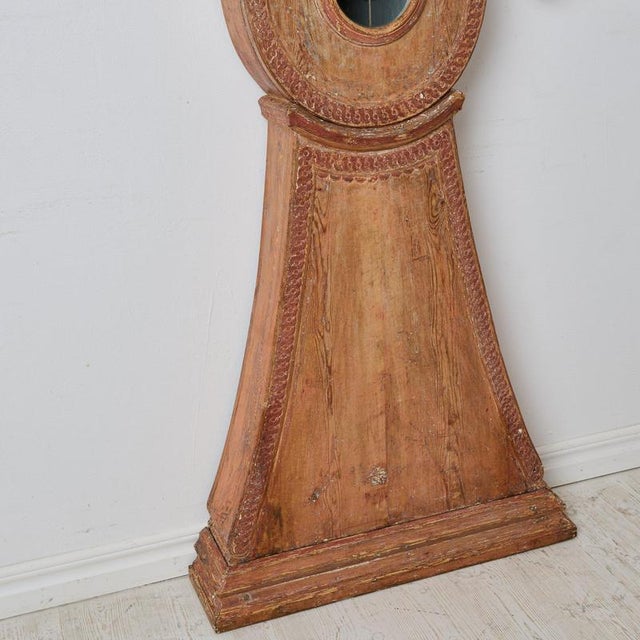 Gustavian Long Case Clock in Hand-Carved Pine, Sweden, 1790 For Sale - Image 10 of 11