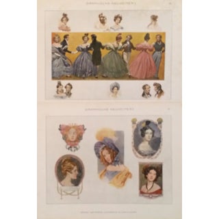 Decorator Prints C.1900 - Colorful Ladies S/2 For Sale