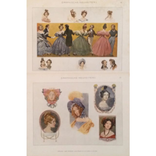 Decorator Prints C.1900 - Colorful Ladies S/2 For Sale
