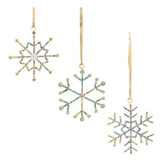 Jeweled Metal Snowflake Ornament (Set of 12) For Sale