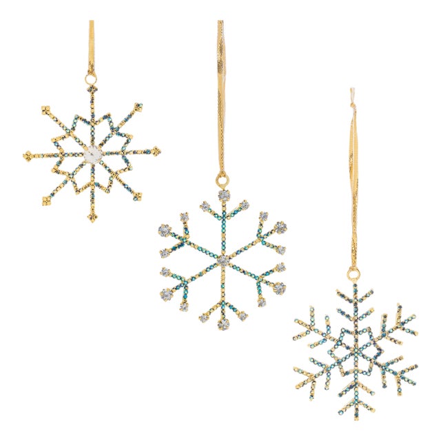 Jeweled Metal Snowflake Ornament (Set of 12) For Sale