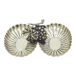 Vintage Italian Handmade Genuine Silver Salt & Pepper Decorative Small Server, Table Decoration