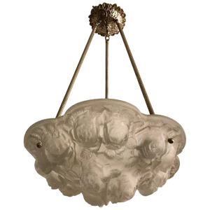 French Art Deco Floral Chandelier Signed by Verdun