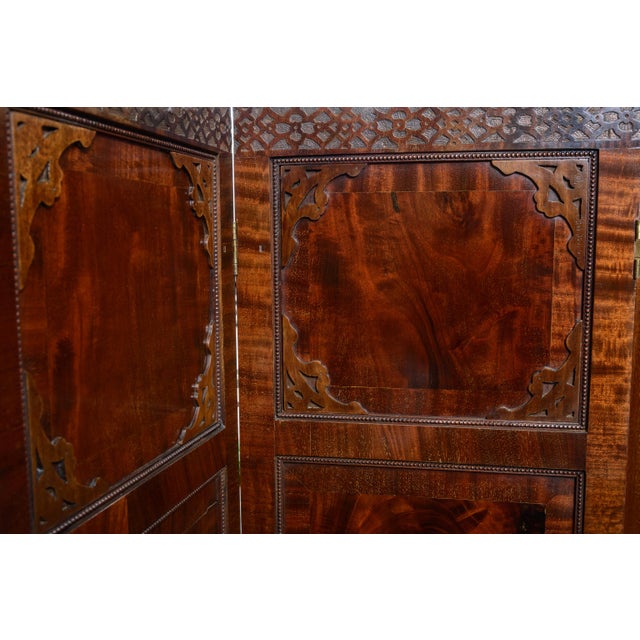English Mahogany Three Panel Room Screen For Sale - Image 4 of 8