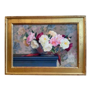 1990s Peonies & Wallpaper, by Barbara Willis For Sale