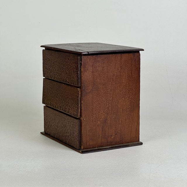 19th Century Small Mantel Top 3 Drawer Wood Americana Chest, Hand Crafted & Constructed For Sale - Image 4 of 12
