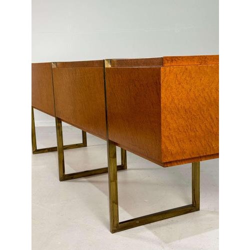 Mid-Century Burlwood and Brass Sideboard For Sale - Image 5 of 15