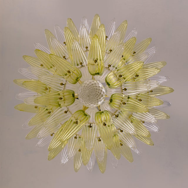 Mid-Century Green and Clear Murano Glass Palmette Chandelier, Italy, 2010s For Sale - Image 6 of 10