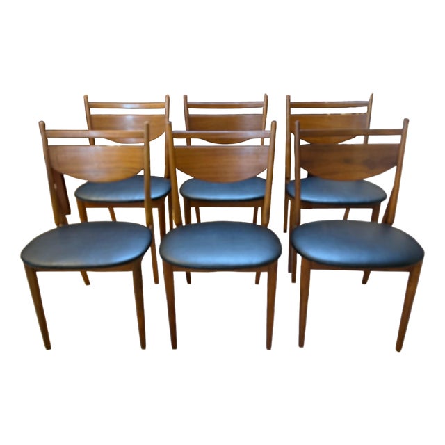 Set of Six 1959 Walnut Dining Chairs Attributed to Greta Magnusson-Grossman for Glenn of California For Sale
