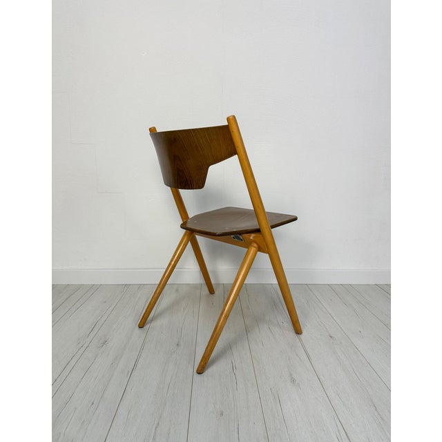 1950s Vintage Stackable Plywood Chair from Hiller, Germany, 1950s For Sale - Image 5 of 8