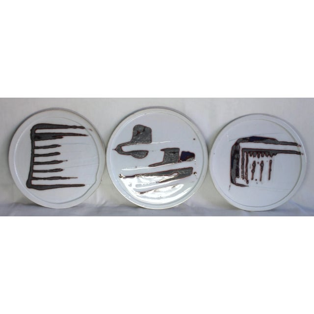 Mid-Century Modern Ceramic Wall Hanging, Tom Hubbard- Set of 3 For Sale - Image 9 of 9