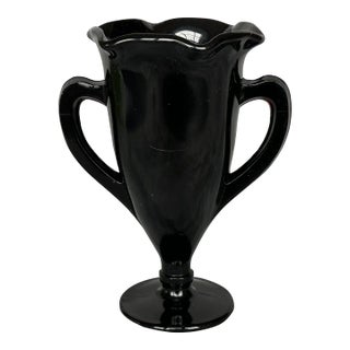 Vintage Black Glass Vase For Sale