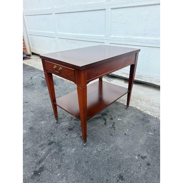 Pair of Vintage Federal Style Mahogany 2 Tier Side Tables by Mesman For Sale - Image 12 of 15