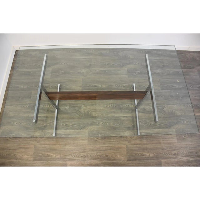 Rosewood & Chrome Dining Table For Sale - Image 4 of 9