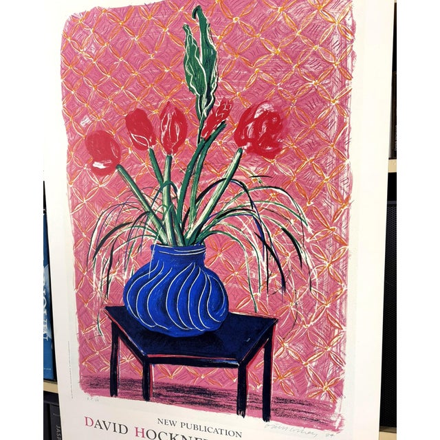 Pink David Hockney Amaryllis in Vase Original 1985 Exhibition Poster by Tyler Graphics For Sale - Image 8 of 11