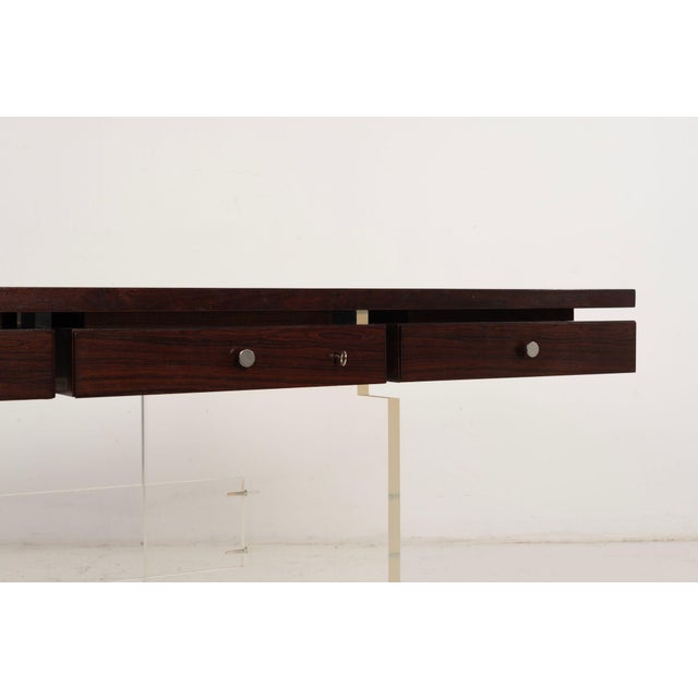 Wood Poul Nørreklit Rosewood and Lucite Executive Desk for Sigurd Hansen, Denmark, 1960s For Sale - Image 7 of 18