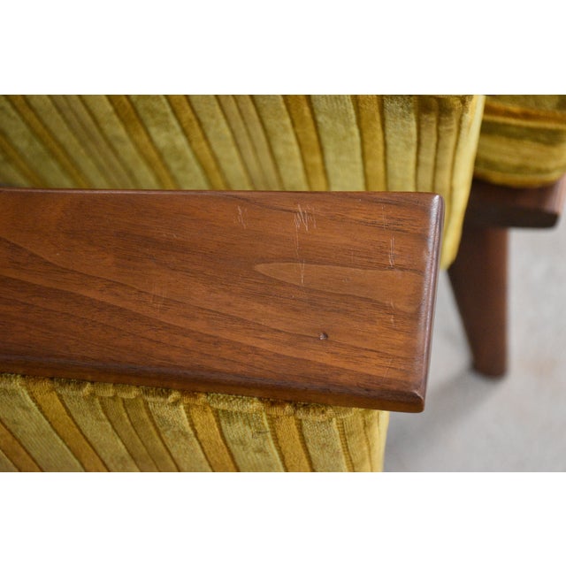 1960s Adrian Pearsall Yellow Walnut Lounge Chairs - A Pair For Sale - Image 5 of 6
