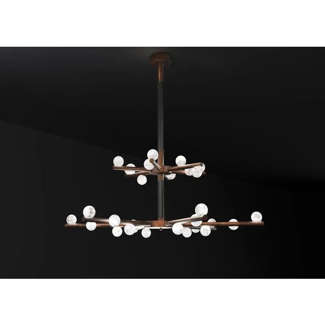 Demetra ruggine of florence metal double chandelier by alabastro italiano dimensions: d 85 x w 97 x h 96 cm. Materials:...