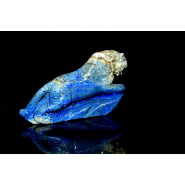 Lapis Lazuli Tiger Sculpture Natural Large Gemstone 9" Paperweight For Sale - Image 4 of 10