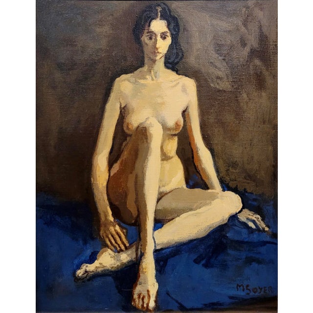 Moses Soyer - Model Seated Nude -Oil Painting For Sale - Image 4 of 11