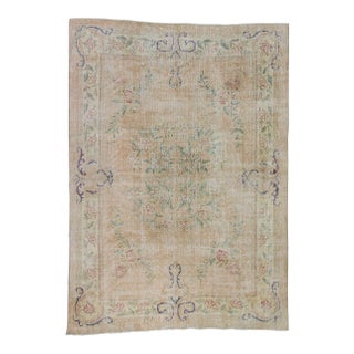 Vintage Turkish Distressed Rug- 7′5″ × 10′4″ For Sale