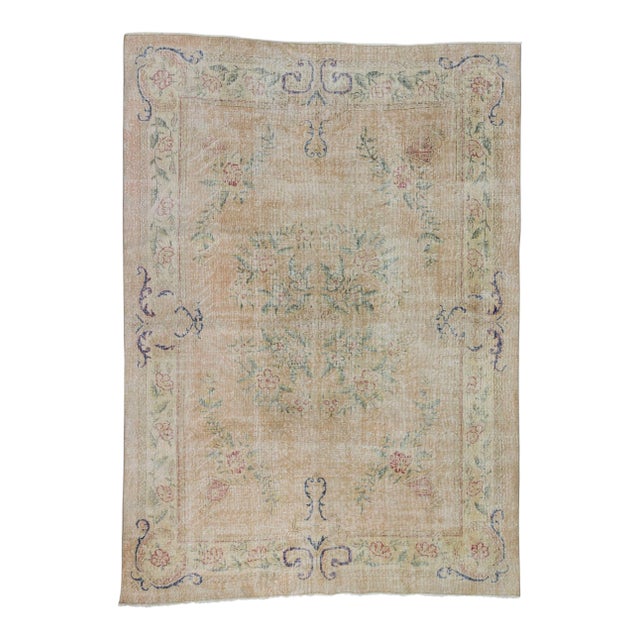 Vintage Turkish Distressed Rug- 7′5″ × 10′4″ For Sale