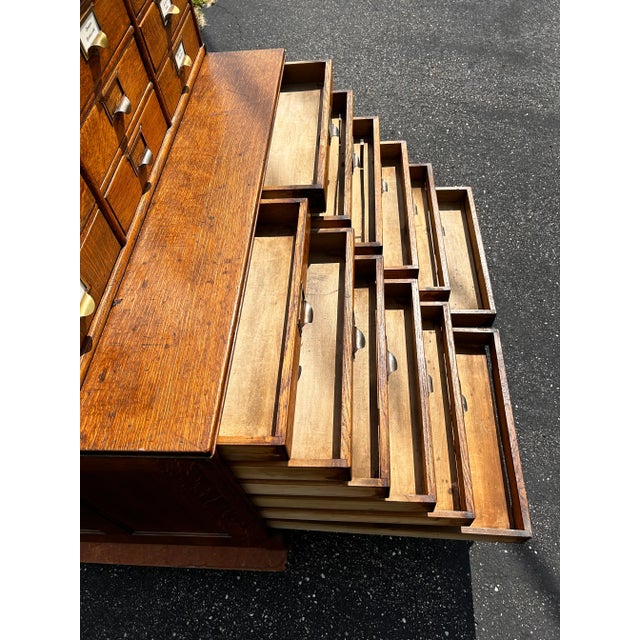 Antique Late 19th Century Modern Vintage Oak Apothecary Stacking File Cabinet For Sale - Image 11 of 11