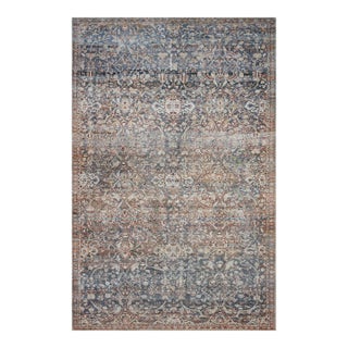 Chris Loves Julia x Loloi Jules Denim / Spice 5'-0" x 7'-6" Area Rug For Sale