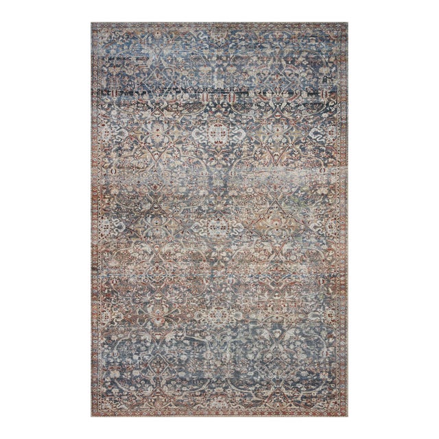 Chris Loves Julia x Loloi Jules Denim / Spice 5'-0" x 7'-6" Area Rug For Sale