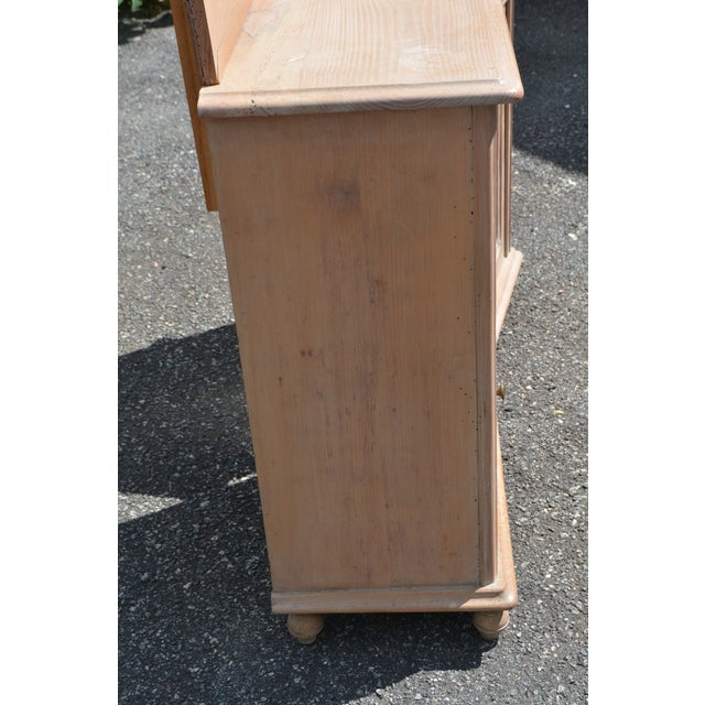 Wood Vintage Pair Rustic Pine Wood Nightstands W/ Drawer / Cupboard & Back Splash For Sale - Image 7 of 18