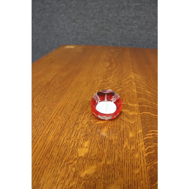 Ruby Red Ruby Red Intaglio Religious Art Glass Paperweight With Christ Portrait For Sale - Image 8 of 8