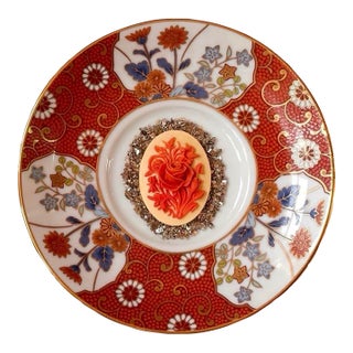 Little Relics No. 23 Original Mixed Media Assemblage Cameo on Vintage Imari Porcelain Saucer by Dorothy Art For Sale