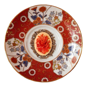 Little Relics No. 23 Original Mixed Media Assemblage Cameo on Vintage Imari Porcelain Saucer by Dorothy Art