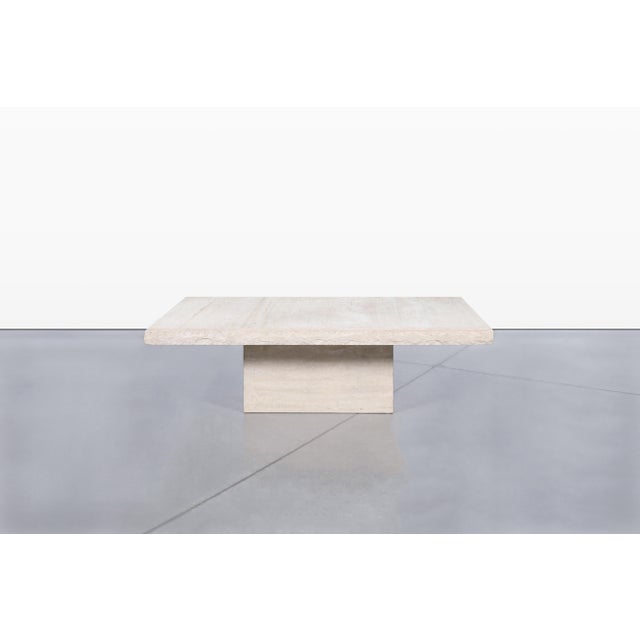 Mid-Century Modern Italian Modern Live-Edge Travertine Coffee Table by Stone International For Sale - Image 3 of 13