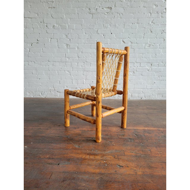 Wood 1940s Rustic Pine Log & Rawhide Side Chair For Sale - Image 7 of 15