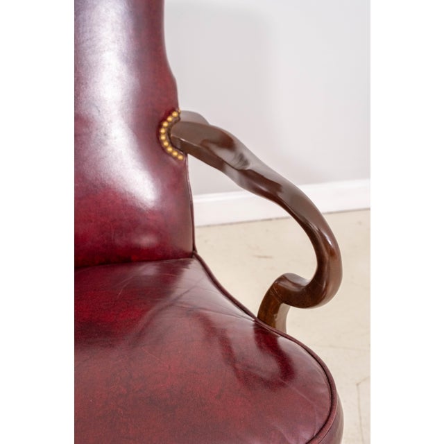 Hancock & Moore Burgundy Leather Executive Swivel Desk Chair For Sale - Image 12 of 16