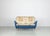 This sofa was made in Italy in the 1950s by I.S.A. Bergamo. The sofa is upholstered in blue fabric and cream fabric with a...