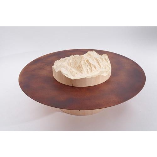 Tip Natural Oak, Flamed Copper Coffee Table by DOLOMITISCH Dimensions: D 140 x H 33 cm Materials: Natural Oak, Flamed Copper.