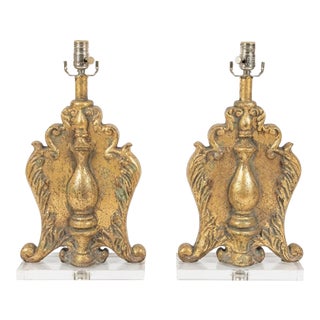 Vintage Palm Beach Regency Uttermost Hand Gilt Table Lamps - A Pair - Newly Painted For Sale