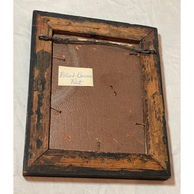 Antique Original 1800's Robert Burns Poet Pencil Drawing Mini Portrait Sketch For Sale - Image 9 of 10