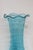 Mid-Century Modern Turquoise Aqua Blue Vase Hand Blown Sculpted Art Glass With Ruffled Edge 4755b For Sale - Image 3 of 11