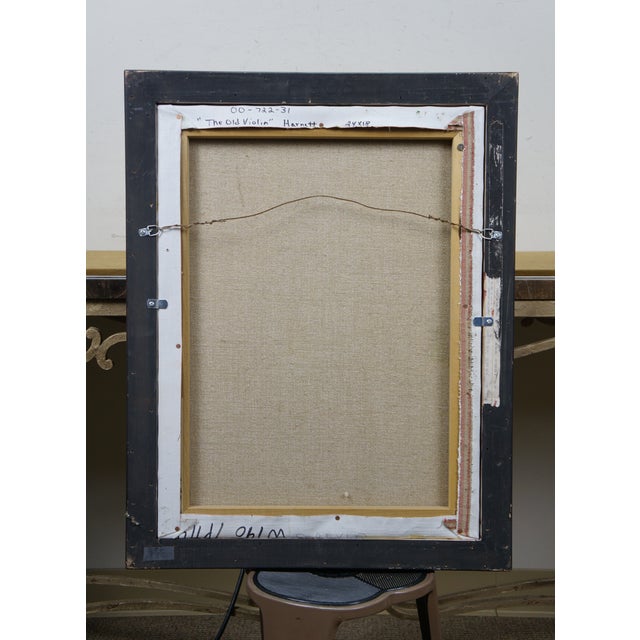 The Old Violin Still Life Oil Painting After William Michael Harnett Framed 28" For Sale - Image 12 of 12