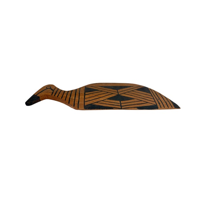 Vintage Kalapalo Indigenous wood spatula (Pá de Biju) measuring 14" w by 5.5" H by 0.25" D. This handcrafted Kamaiurá...