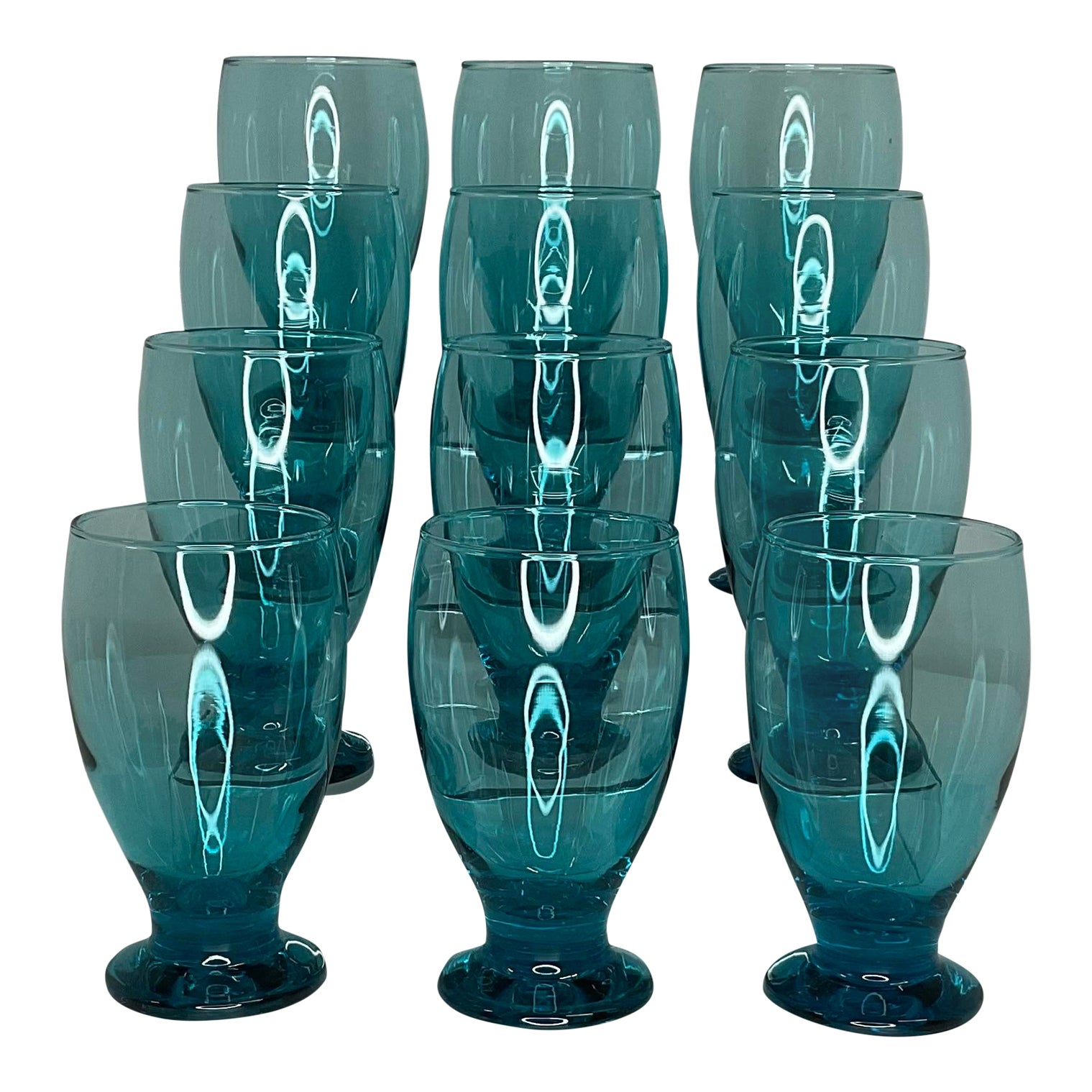 Set of 12 Vintage Footed Drinking Glasses Chairish