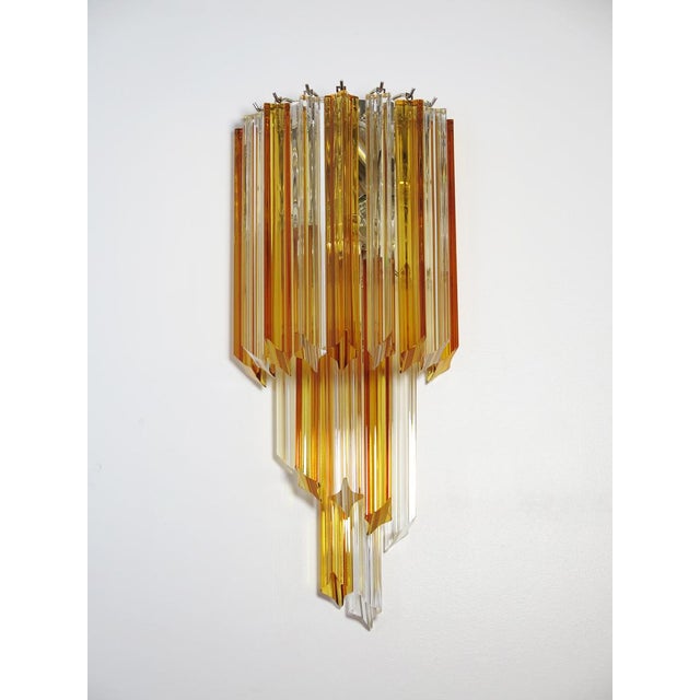 Vintage Murano Wall Sconce with Quadriedri Amber and Trasparent Prism, 1990, Set of 2 For Sale - Image 12 of 13