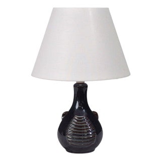 Søholm Stentøj, Danish Modern Table Lamp, Blue Stoneware, Denmark, 1960s For Sale
