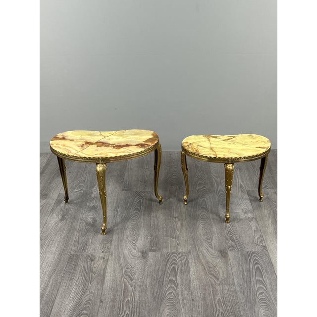 Nesting Tables in Gilt Bronze and Onyx, 1900s, Set of 2 For Sale - Image 10 of 10