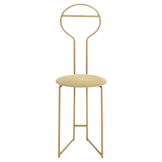 Joly Chairdrobe in Gold with High Back and Avorio Velvet by Colé Italia For Sale